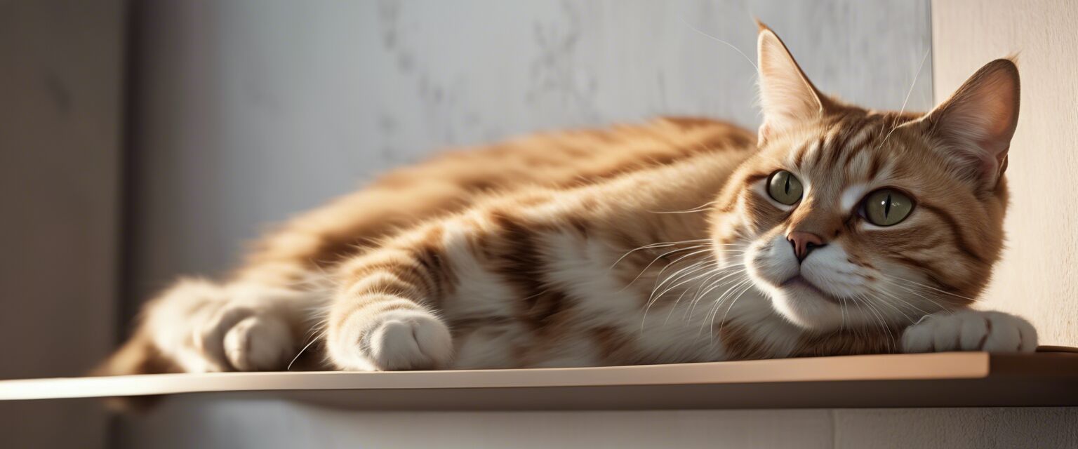 Cat lounging on a contemporary shelf