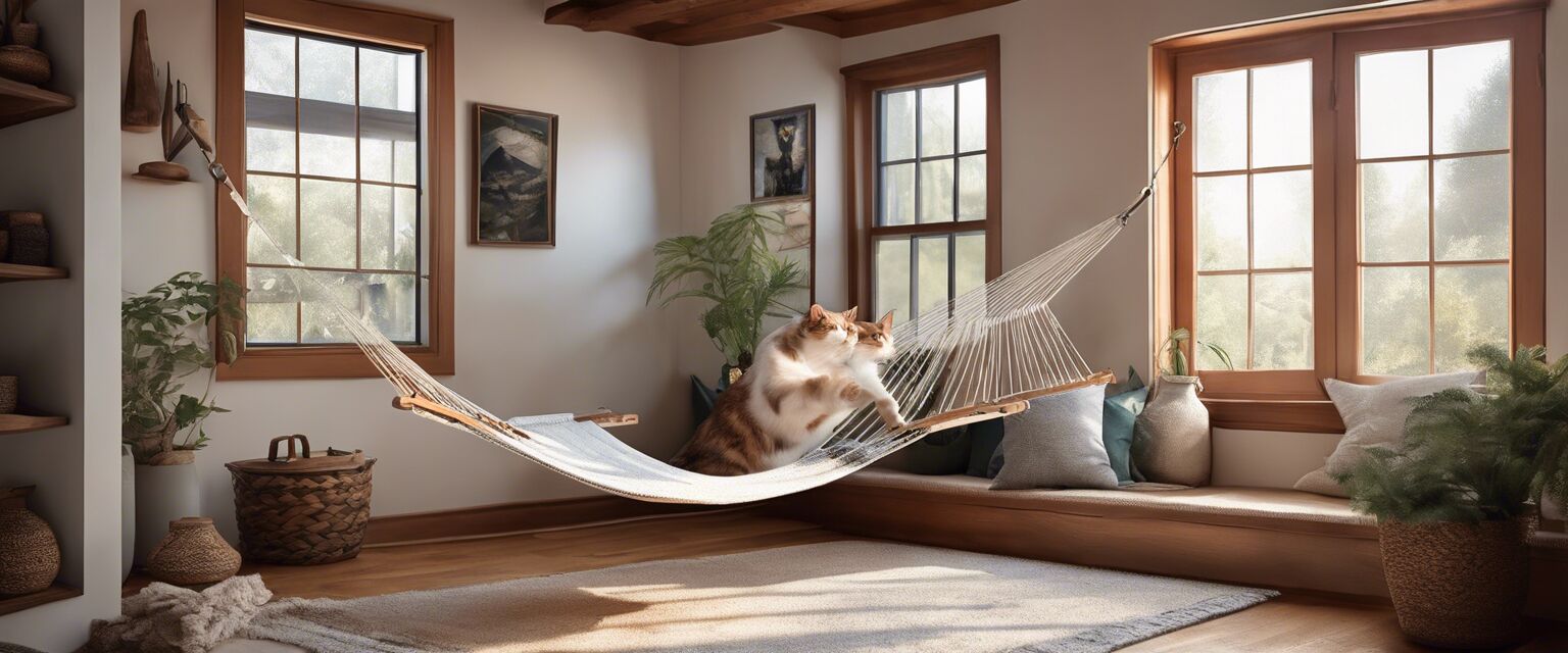 Setting up a fancy cat hammock