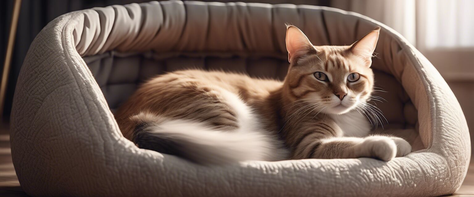 Luxurious cat bed with high-quality fabric and soft blanket