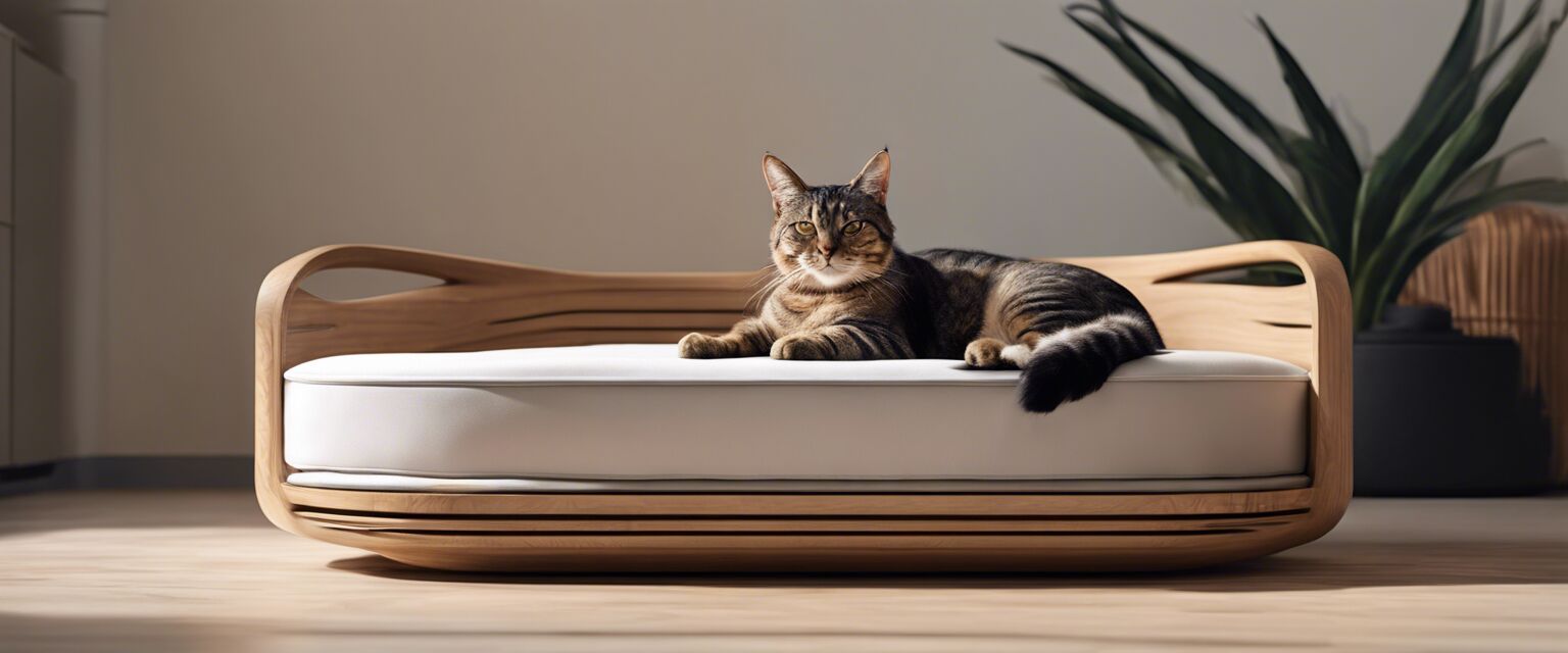 Modern luxury cat bed featuring an open design and plush cushion