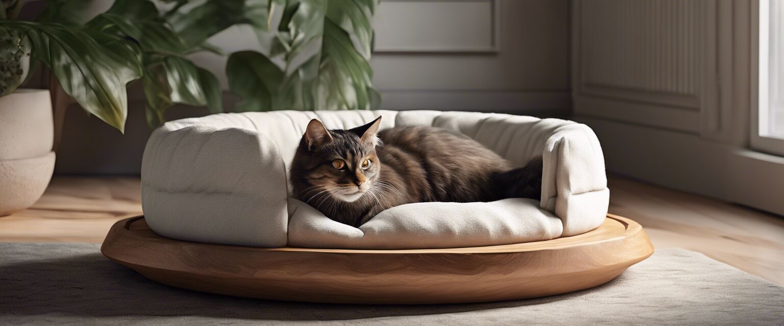 Stylish and comfortable luxury cat bed in modern interior