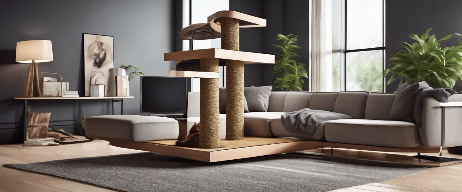 Modern cat tree in living room