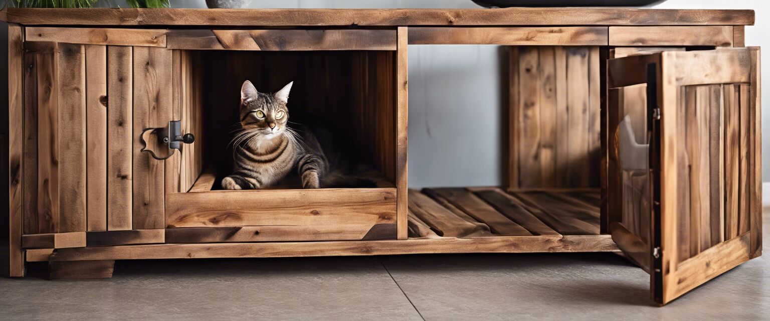 Rustic cat litter box enclosure