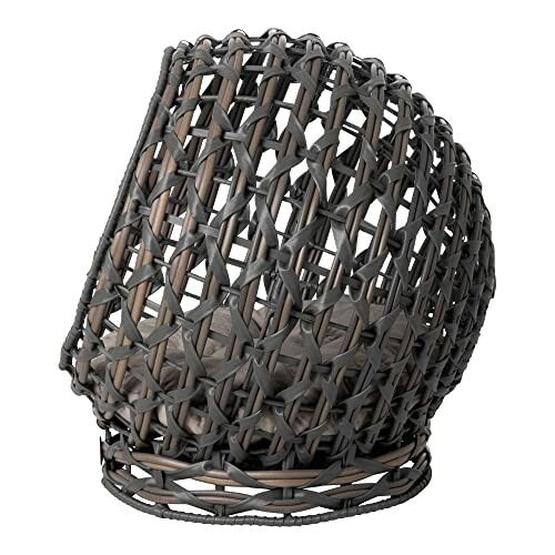 Round woven basket with intricate design