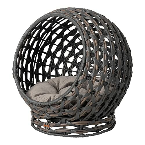 Wicker pet bed with cushion